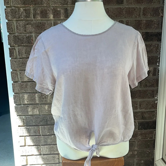 Rachel Zoe 100% Linen Short Sleeve top with botton back and tie front size XL - Picture 1 of 11